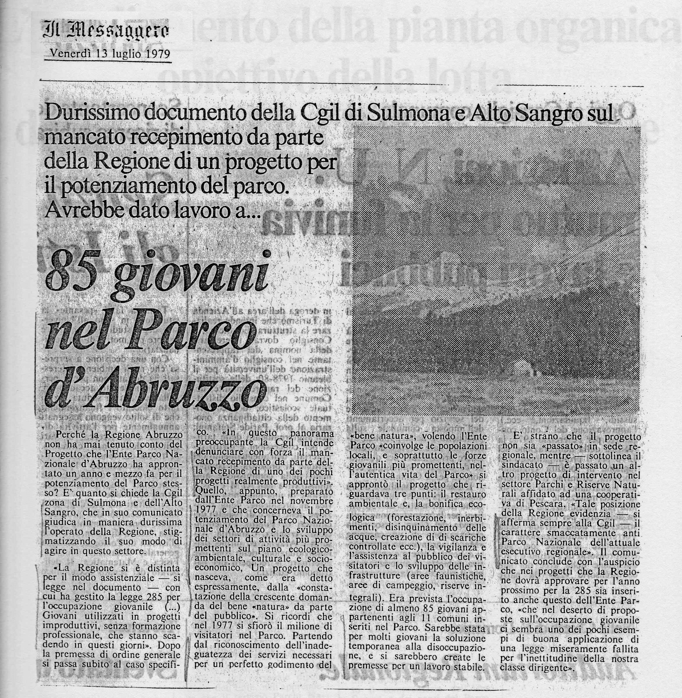 1979.07.13. Messaggero. Cgil contro Regione sui posti